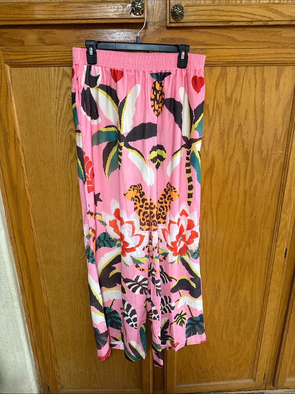 Tropical Pink Wide-Leg Palazzo Pants